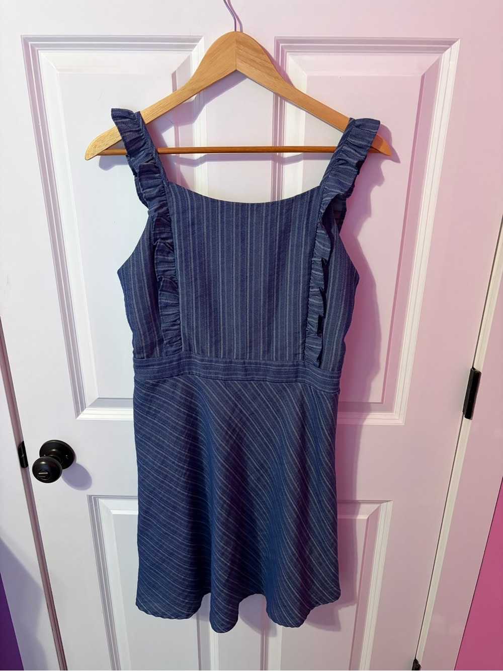 Altar'd State Navy Blue Dress with Ruffle Straps
